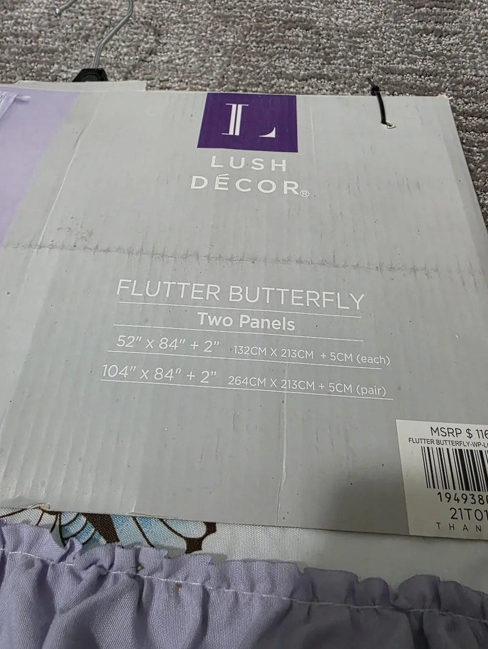 New Lush Decor Lilac Flutter Butterfly Curtains Fairycore Cottage Princesscore